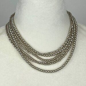 Vintage Champagne Colored Faux Pearls 3 Long Strands